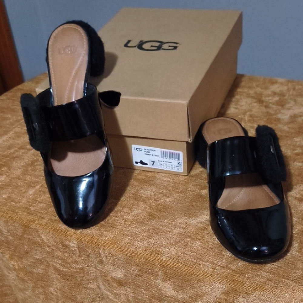 UGG Shiny Black Mules